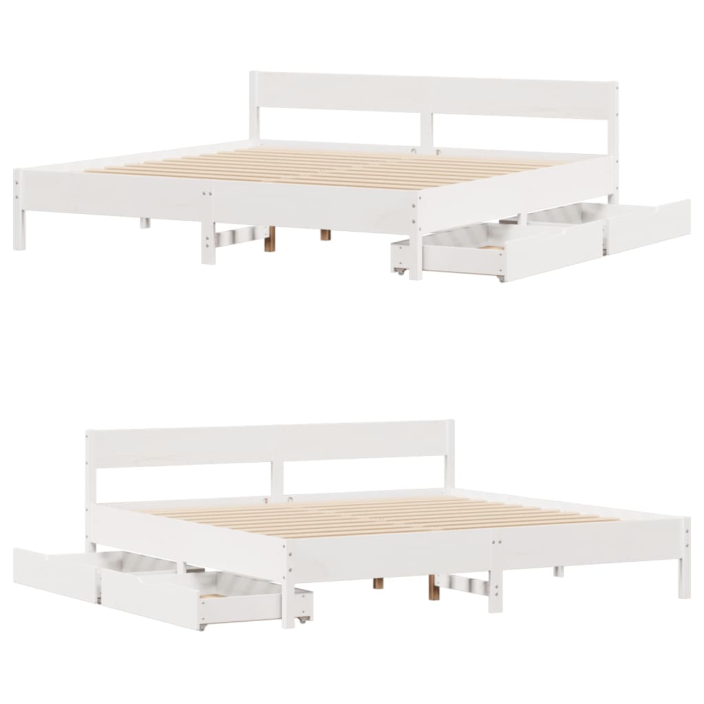 vidaXL Cadre de lit sans matelas blanc 200x200 cm bois massif de pin