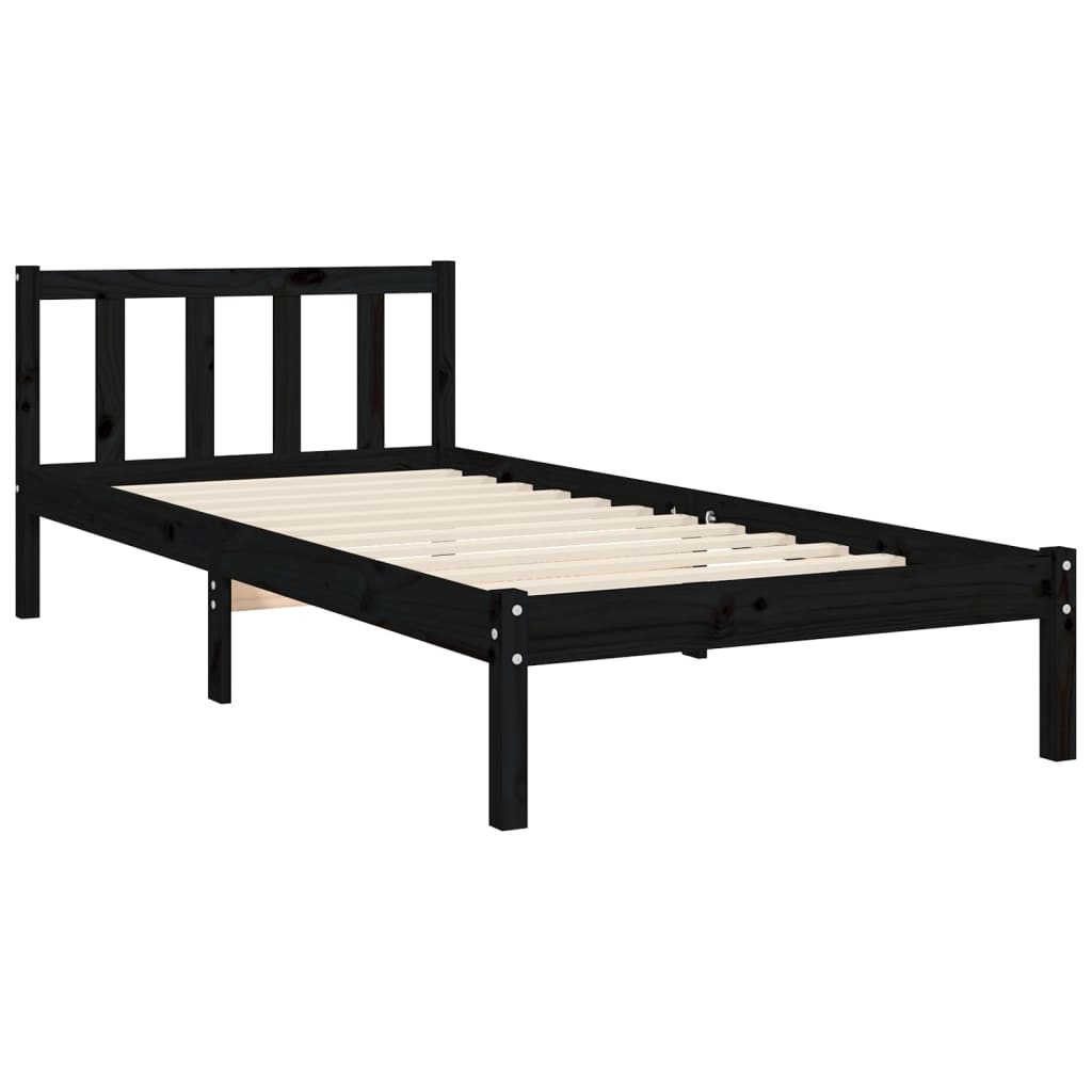 vidaXL Cadre de lit sans matelas noir 90x200 cm bois de pin massif