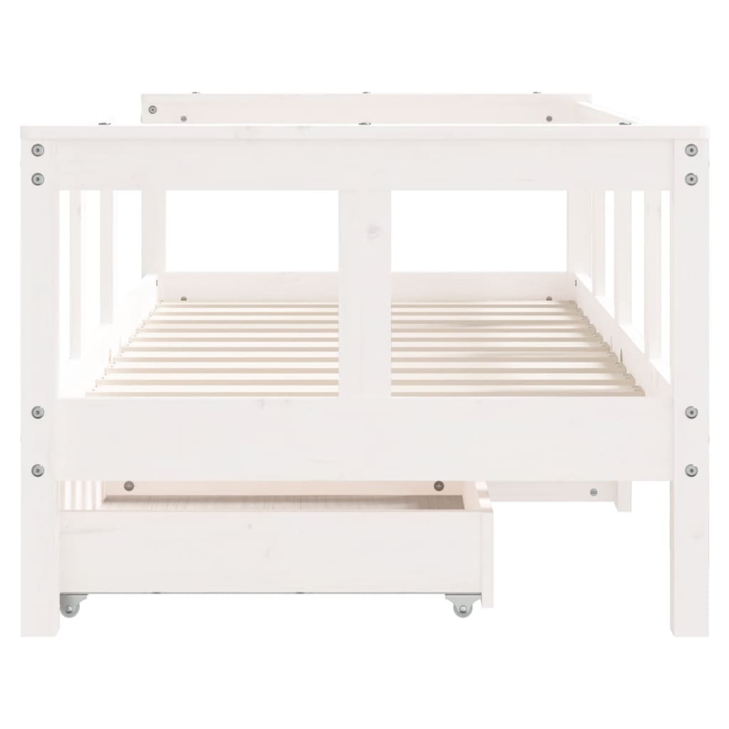 vidaXL Cadre de lit enfant tiroirs blanc 70x140 cm bois de pin massif