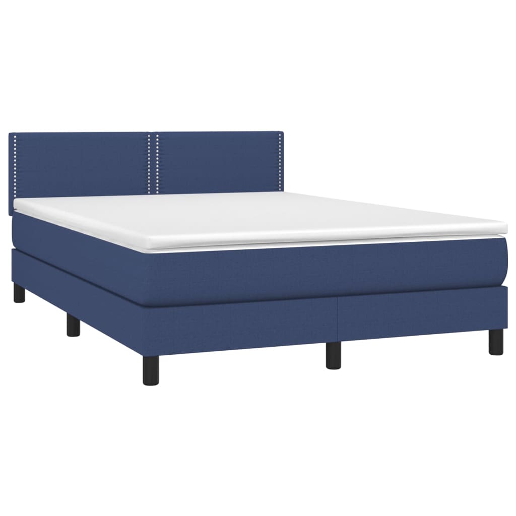 vidaXL Sommier à lattes de lit avec matelas LED Bleu 140x190 cm Tissu