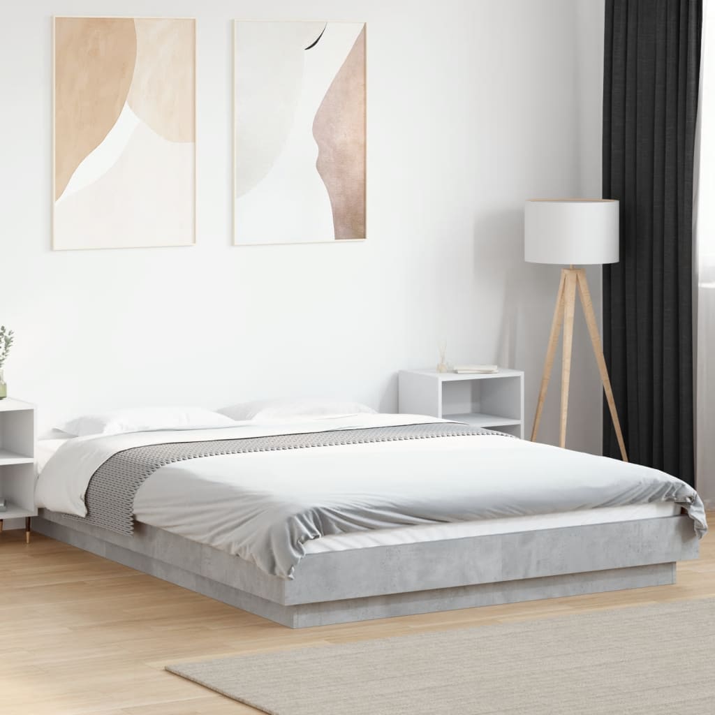 vidaXL Cadre de lit sans matelas gris béton 140x190 cm