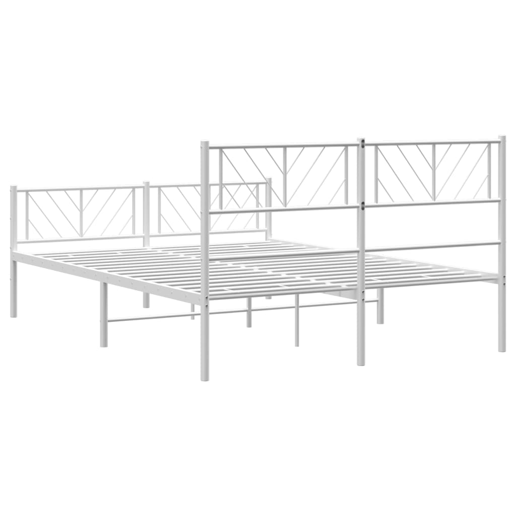 vidaXL Cadre de lit métal sans matelas et pied de lit blanc 120x200 cm