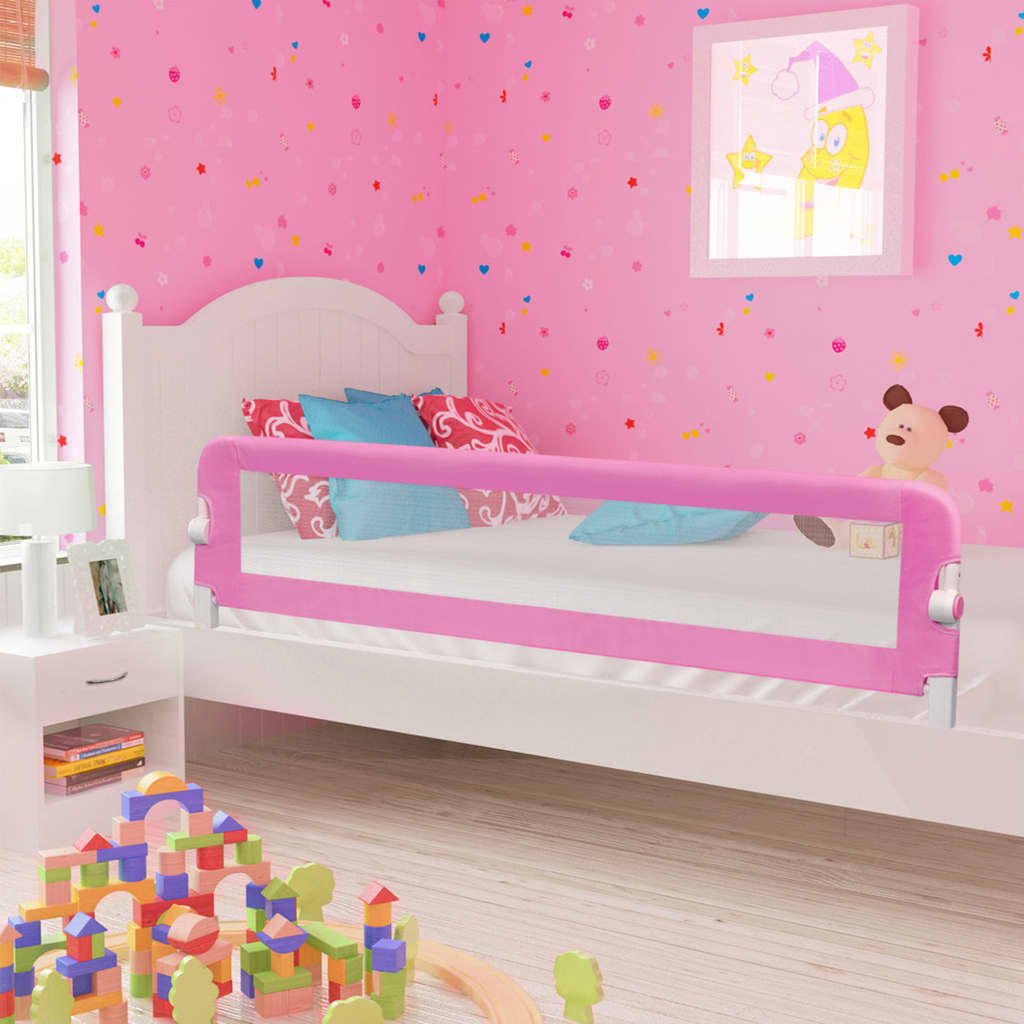vidaXL Barrière de sécurité de lit d'enfant Rose 180x42 cm Polyester