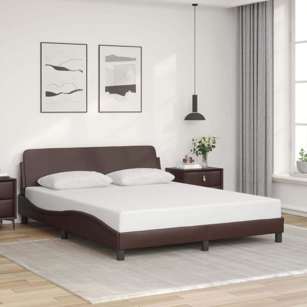 vidaXL Cadre de lit avec tête de lit Marron 160x200 cm Similicuir