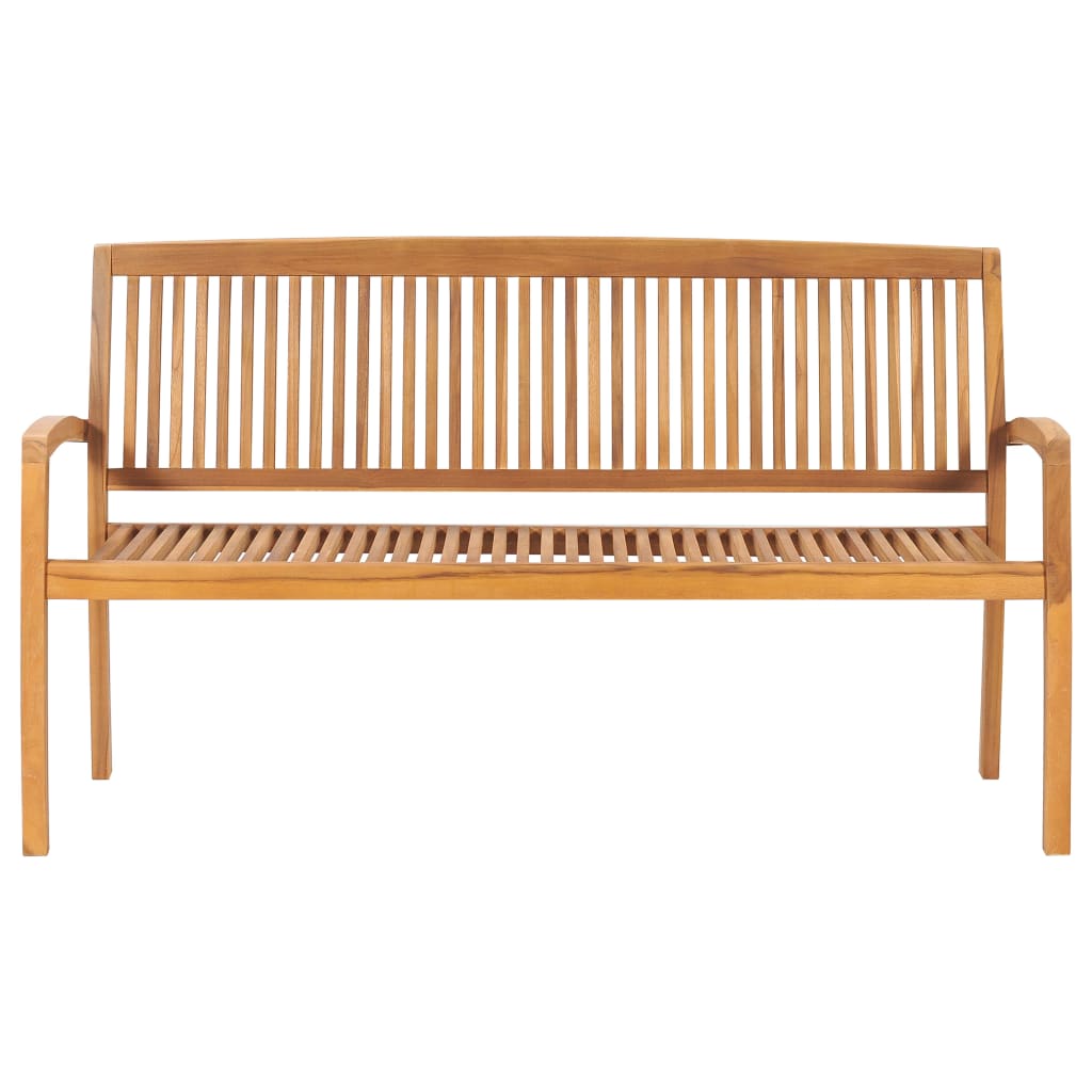 vidaXL Banc de jardin empilable et coussin 159 cm Bois de teck massif