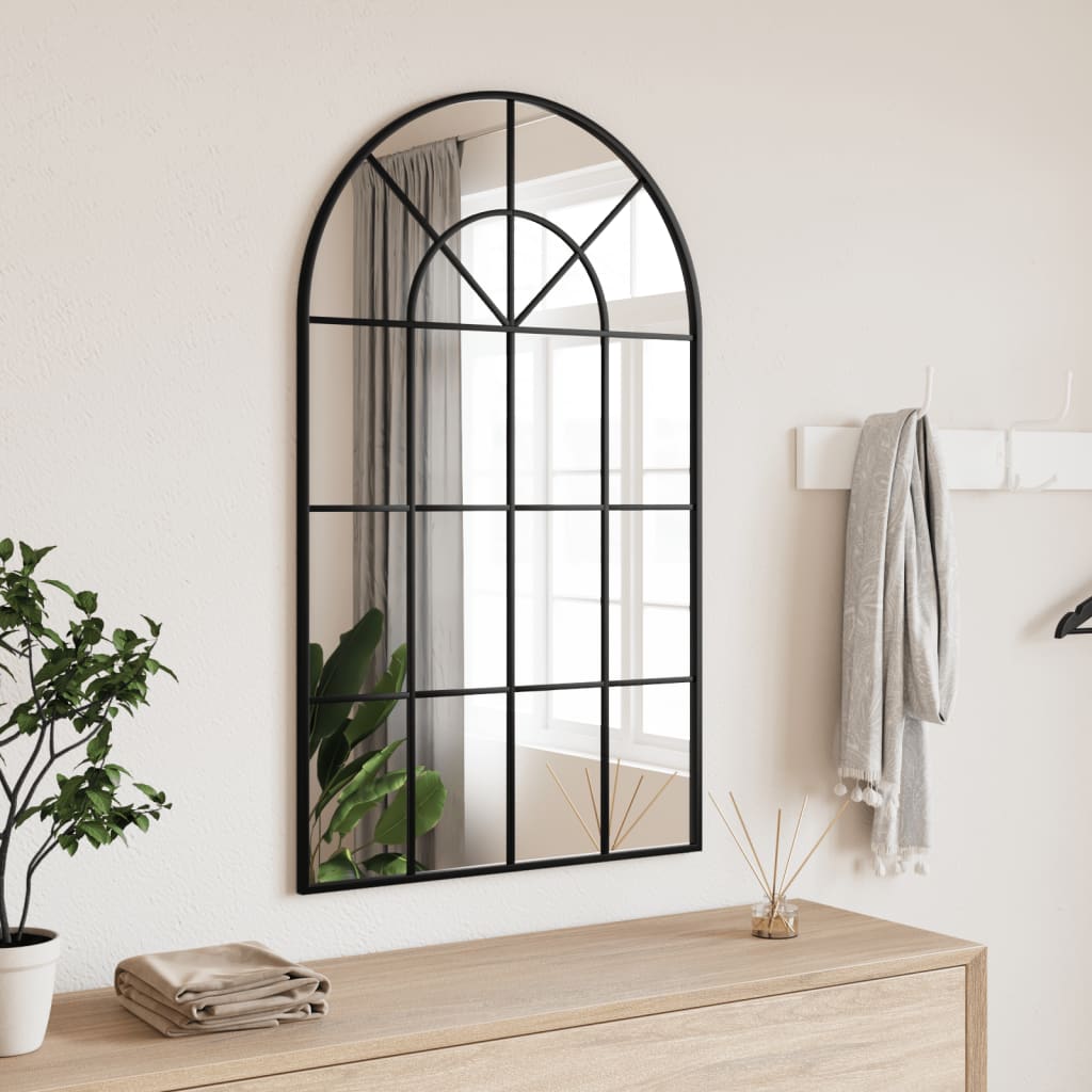 vidaXL Miroir mural noir 60x100 cm arche fer