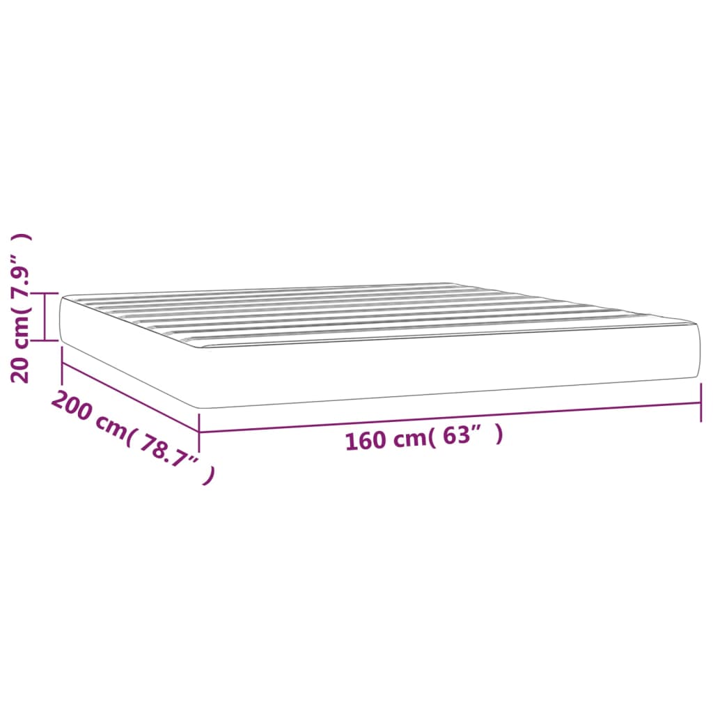 vidaXL Matelas de lit à ressorts ensachés Crème 160x200x20 cm