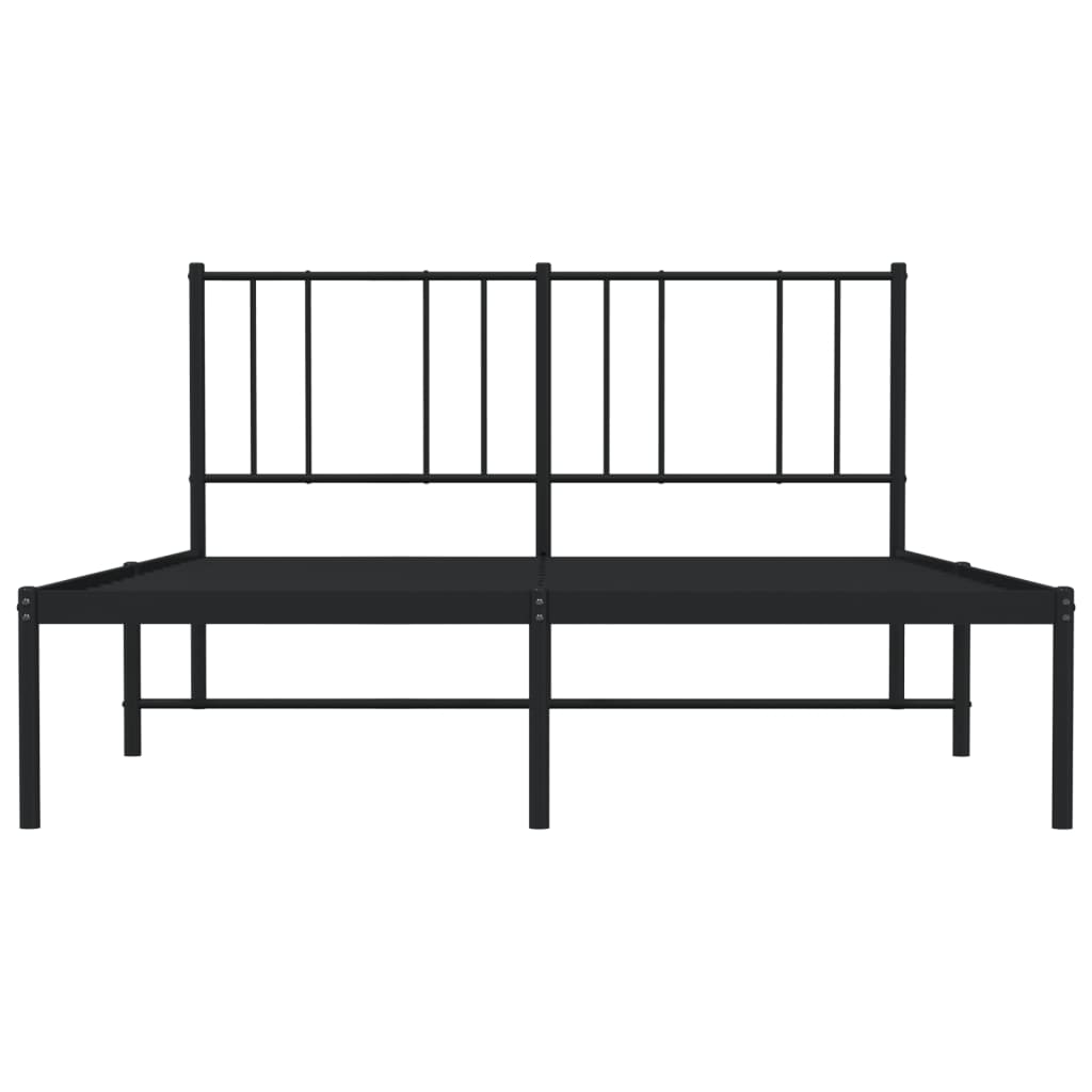 vidaXL Cadre de lit métal sans matelas avec tête de lit noir 120x190cm