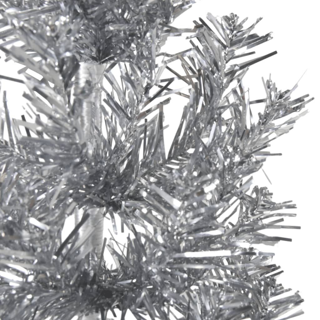 vidaXL Demi sapin de Noël artificiel mince avec support Argenté 240 cm