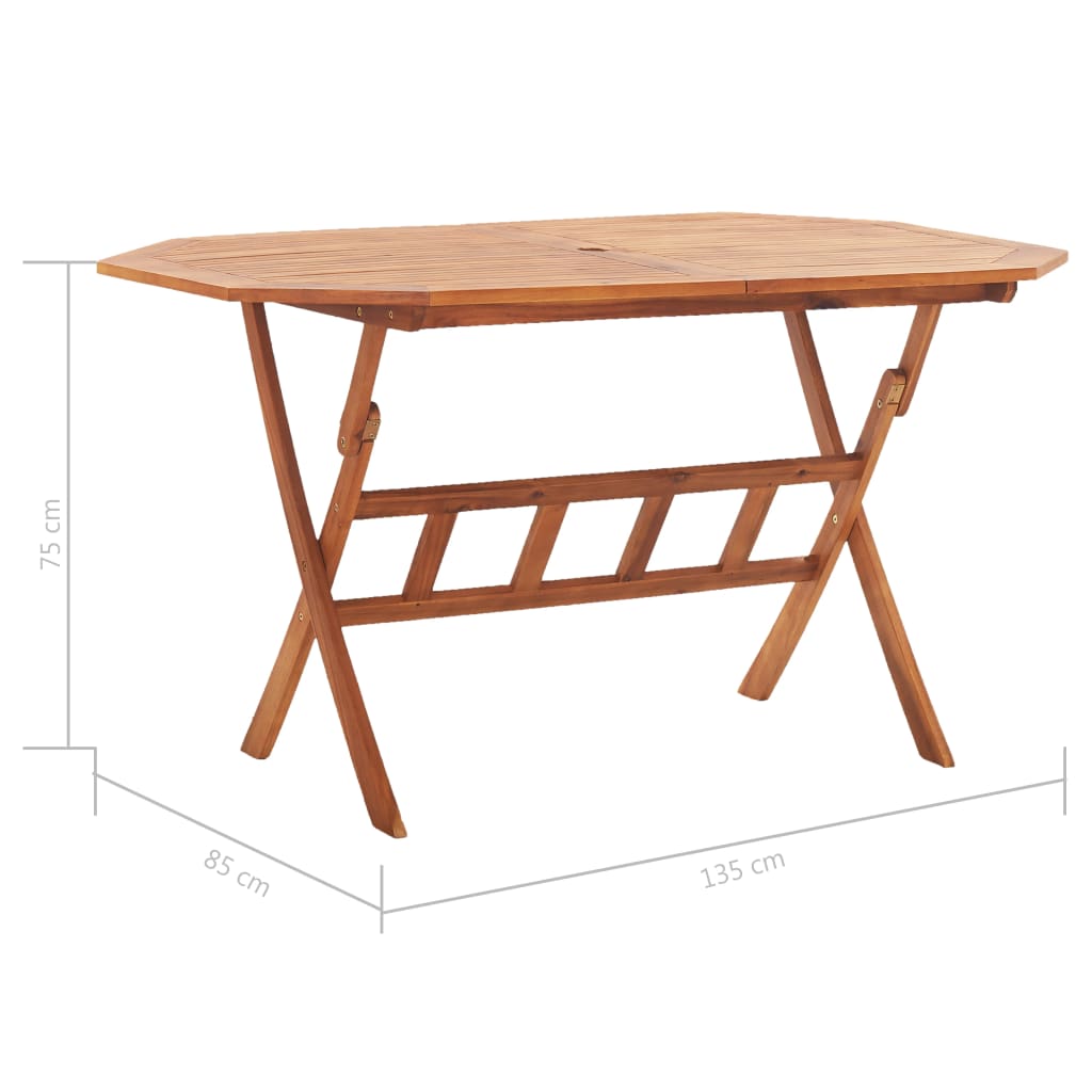 vidaXL Table pliable de jardin 135 x 85 x 75 cm Bois d'acacia massif