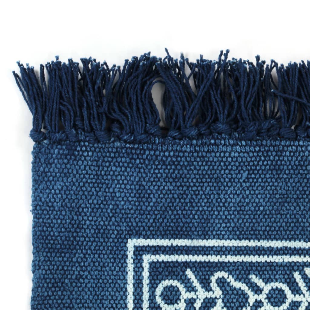 vidaXL Tapis Kilim Coton 160 x 230 cm avec motif Bleu