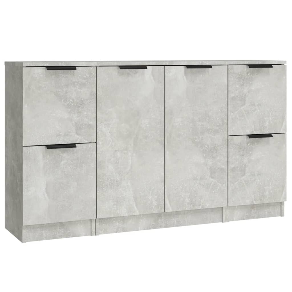 vidaXL Buffets 3 pcs gris béton bois d'ingénierie