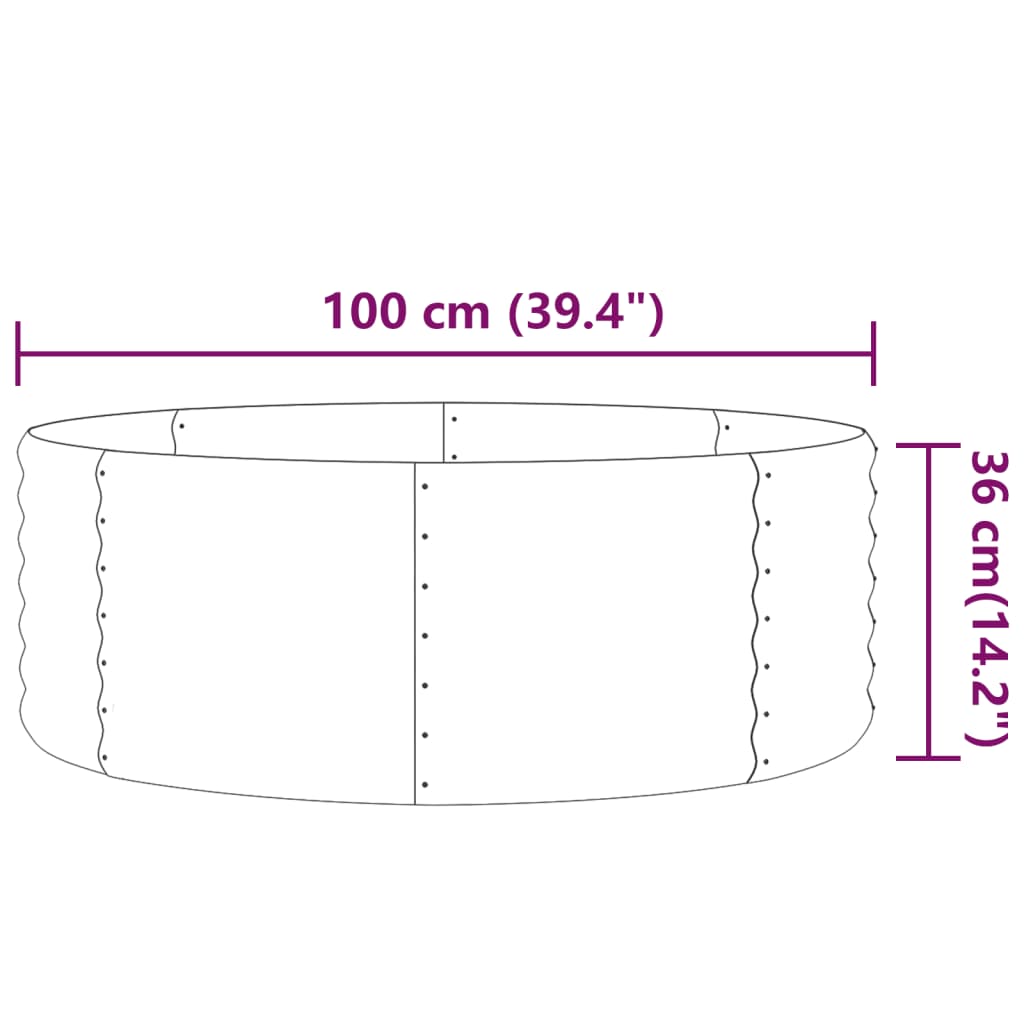 vidaXL Lit surélevé de jardin Acier enduit de poudre 100x100x36cm Vert