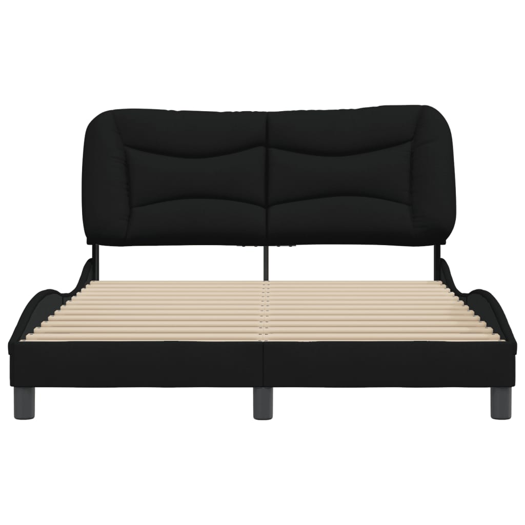 vidaXL Cadre de lit avec tête de lit Noir 140x200 cm Tissu