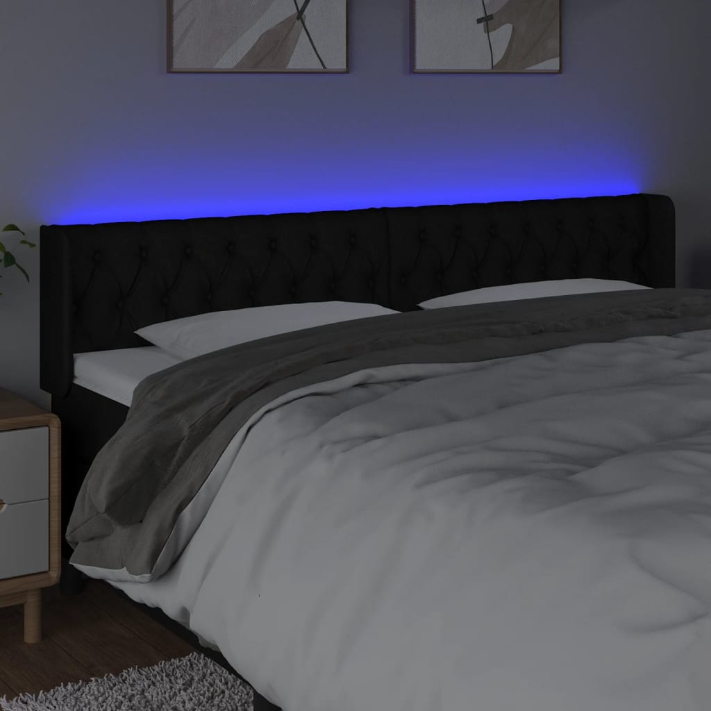 vidaXL Tête de lit à LED Noir 183x16x78/88 cm Tissu