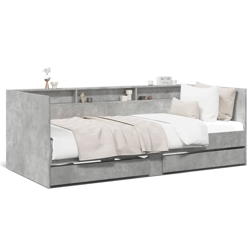 vidaXL Lit de jour avec tiroirs sans matelas gris béton 75x190 cm