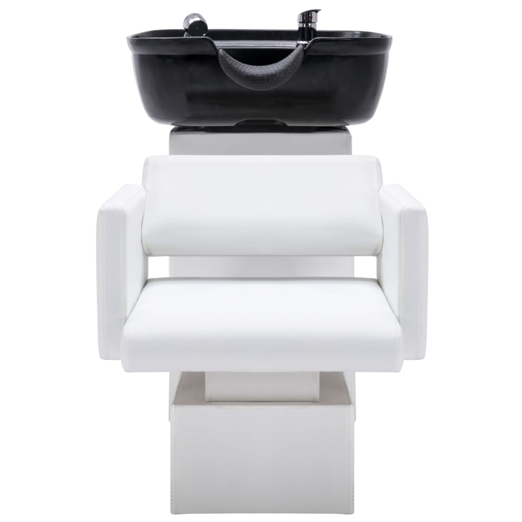 vidaXL Chaise de salon et lavabo Blanc et noir 129x59x82 cm Similicuir