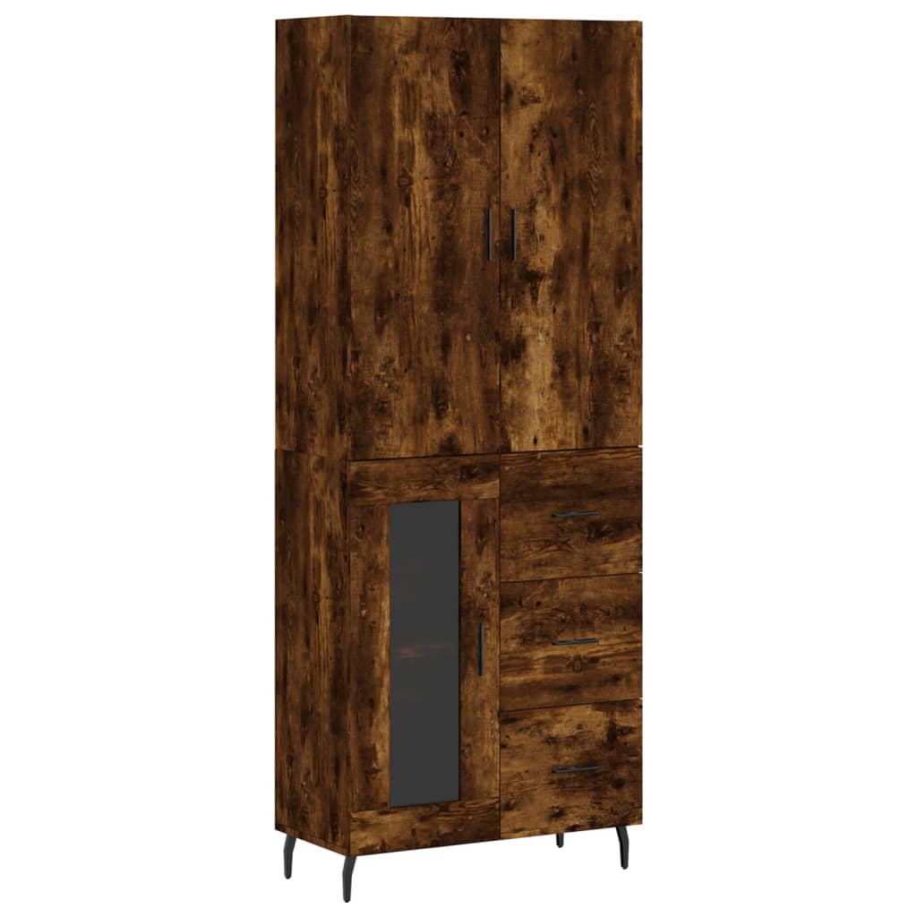 vidaXL Buffet haut Chêne fumé 69,5x34x180 cm Bois d'ingénierie