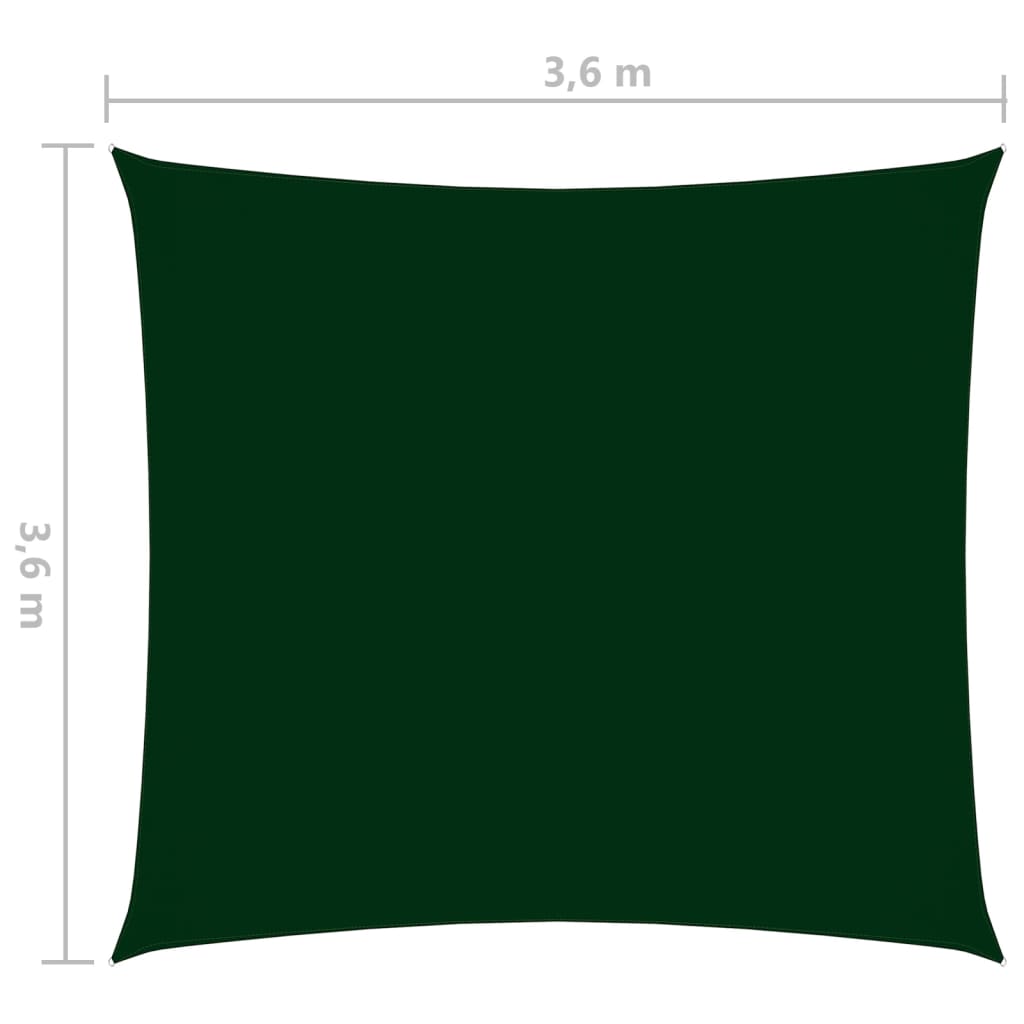 vidaXL Voile de parasol tissu oxford carré 3,6x3,6 m vert foncé