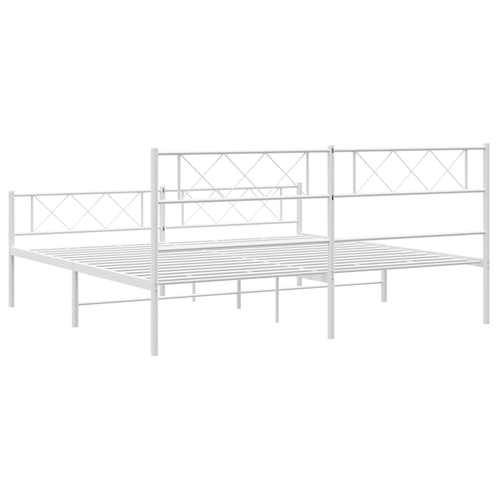 vidaXL Cadre de lit métal sans matelas et pied de lit blanc 183x213 cm