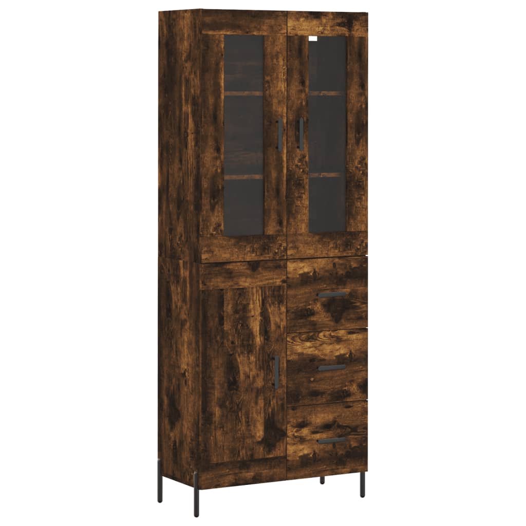 vidaXL Buffet haut Chêne fumé 69,5x34x180 cm Bois d'ingénierie