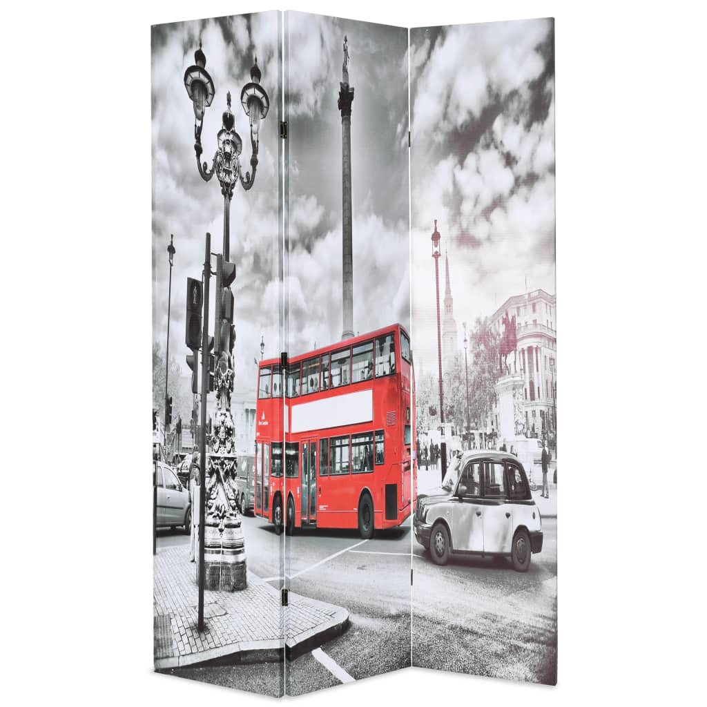 vidaXL Cloison de séparation 120 x 170 cm Bus londonien Noir et blanc