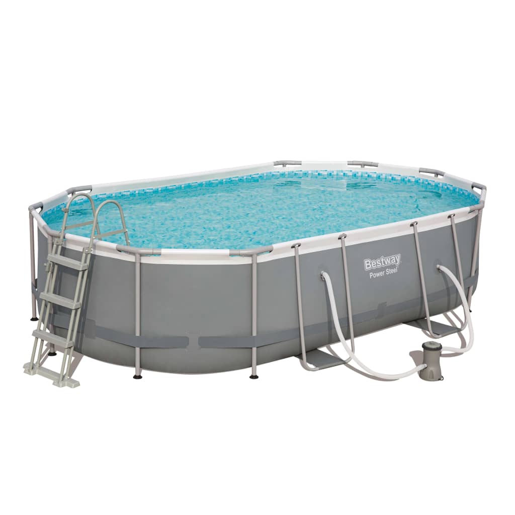 Bestway Ensemble de piscine ovale Power Steel 488x305x107 cm 56448