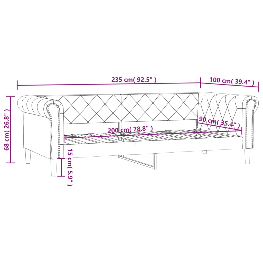 vidaXL Lit de jour sans matelas crème 90x200 cm similicuir