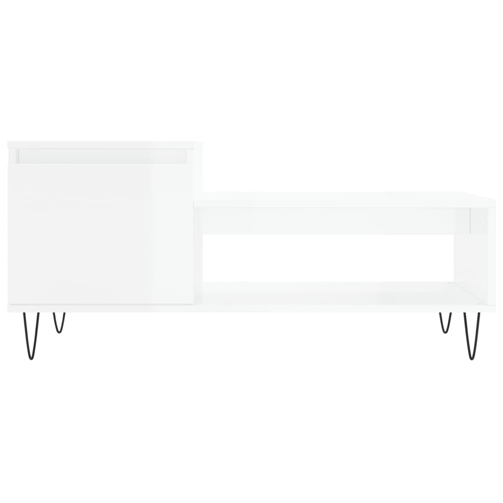 vidaXL Table basse Blanc brillant 100x50x45 cm Bois d'ingénierie
