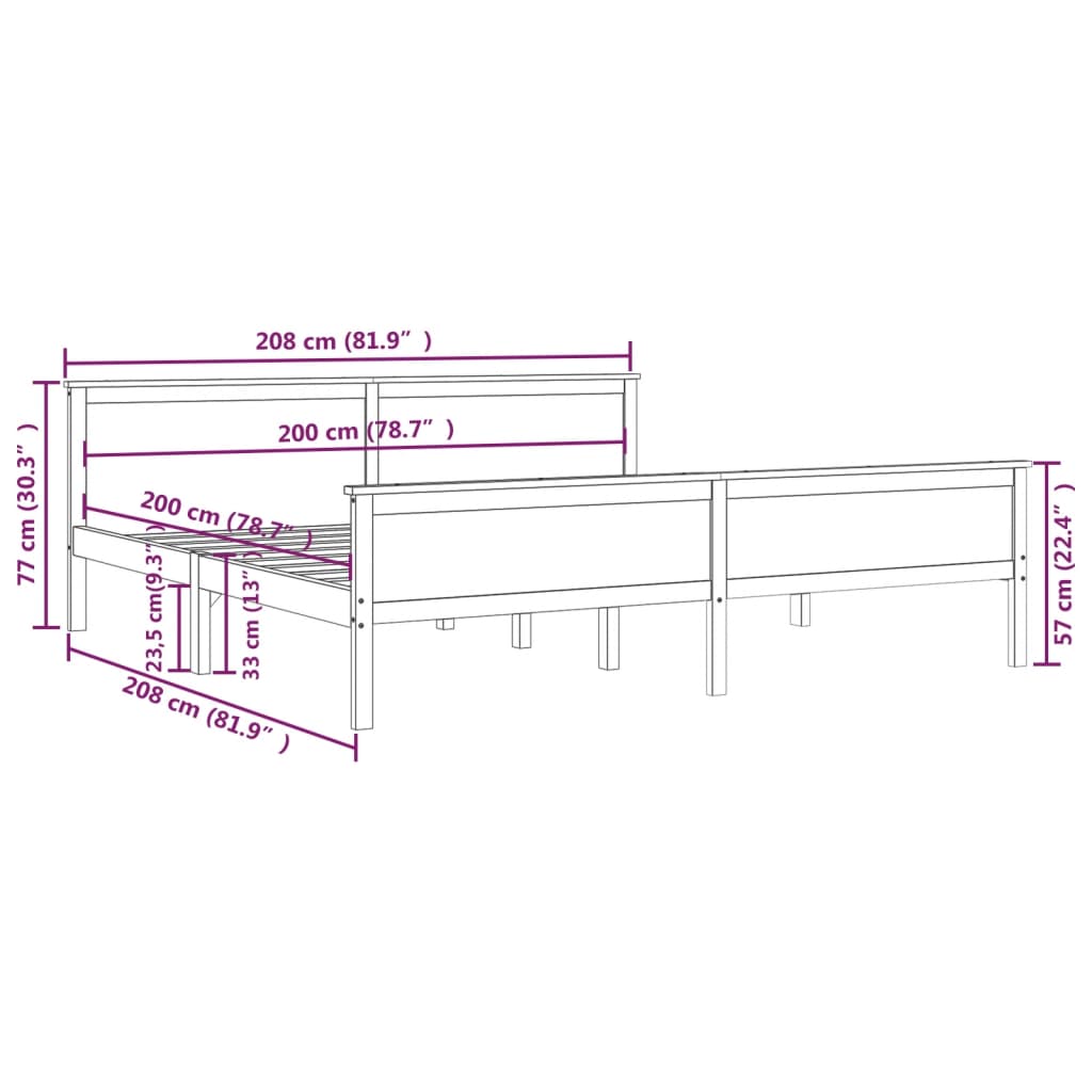 vidaXL Cadre de lit sans matelas bois massif de pin 200x200 cm