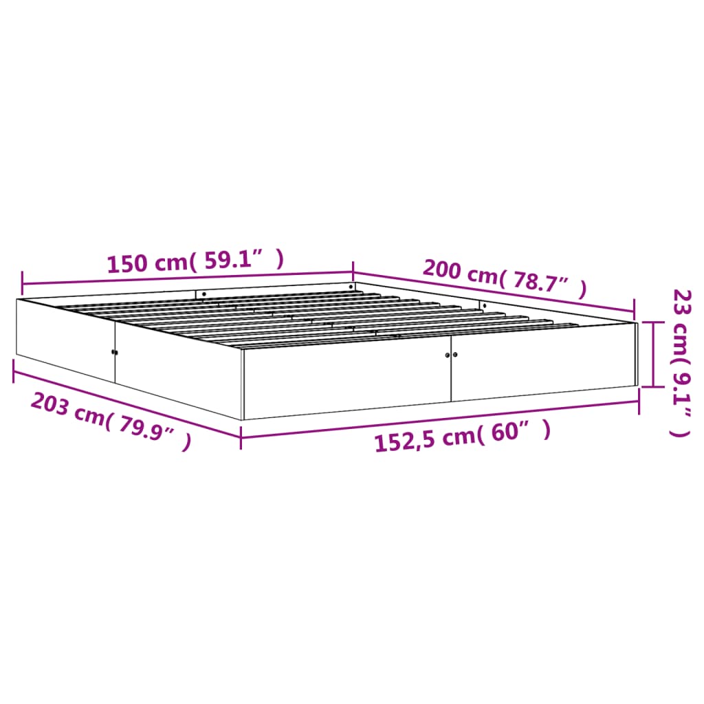 vidaXL Cadre de lit sans matelas cire marron 150x200cm bois pin massif