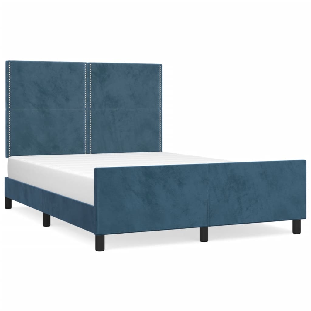 vidaXL Cadre de lit sans matelas bleu foncé 140x190 cm velours