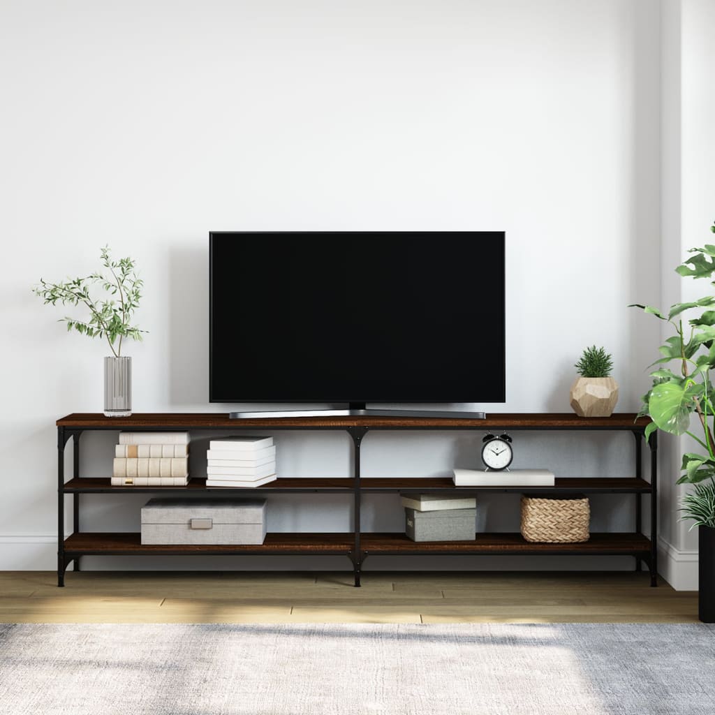 vidaXL Meuble TV chêne marron 180x30x50 cm bois d'ingénierie et métal