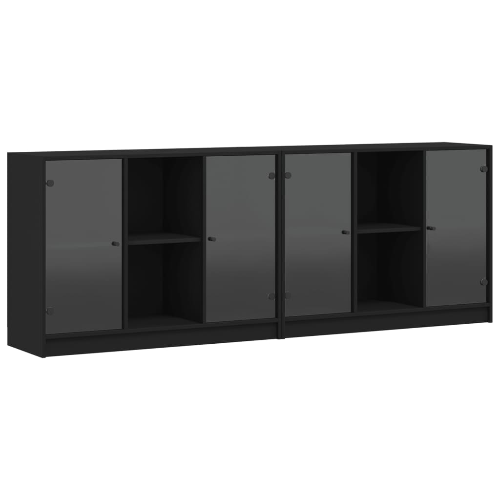 vidaXL Bibliothèque avec portes noir 204x37x75 cm bois d'ingénierie