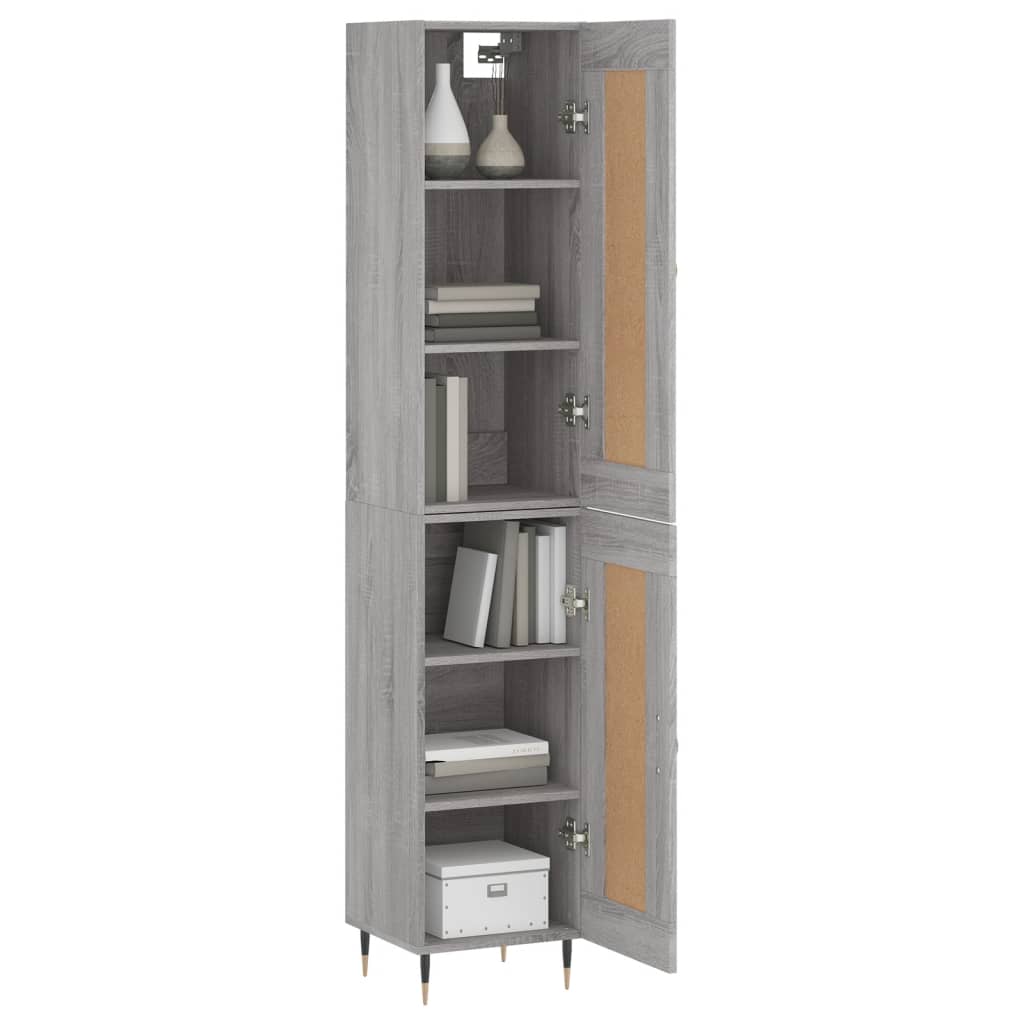 vidaXL Buffet haut Sonoma gris 34,5x34x180 cm Bois d'ingénierie