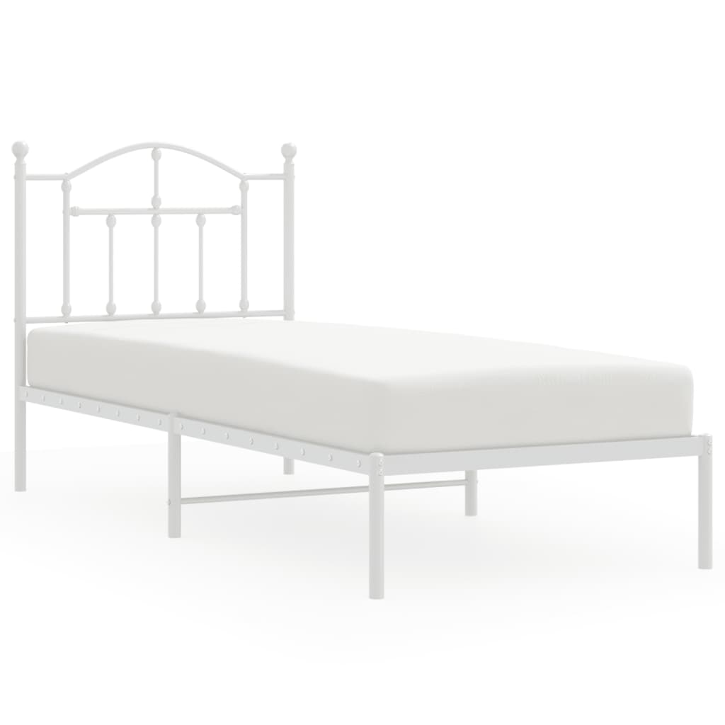 vidaXL Cadre de lit métal sans matelas avec tête de lit blanc 90x190cm