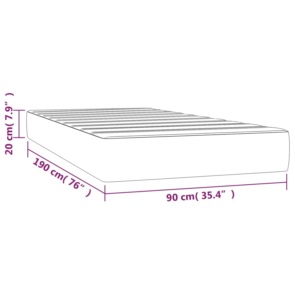 vidaXL Matelas de lit à ressorts ensachés Gris foncé 90x190x20cm Tissu