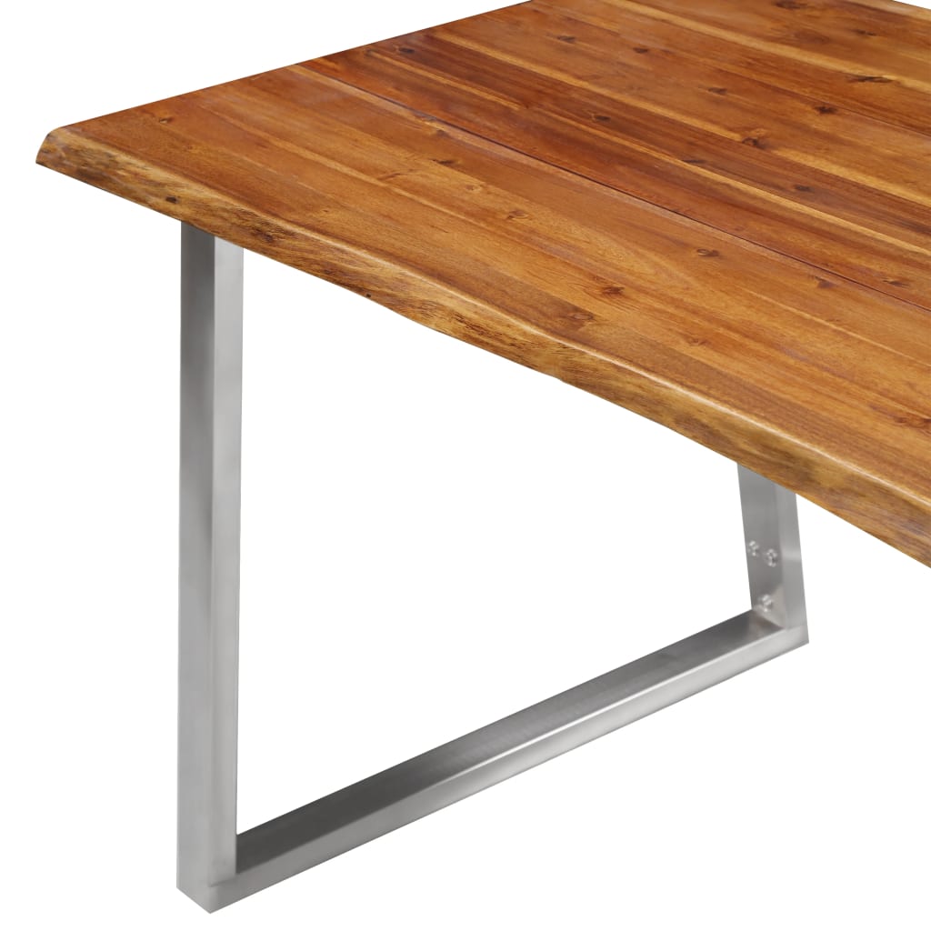vidaXL Table à manger 140x80x75 cm Bois d'acacia et acier inoxydable