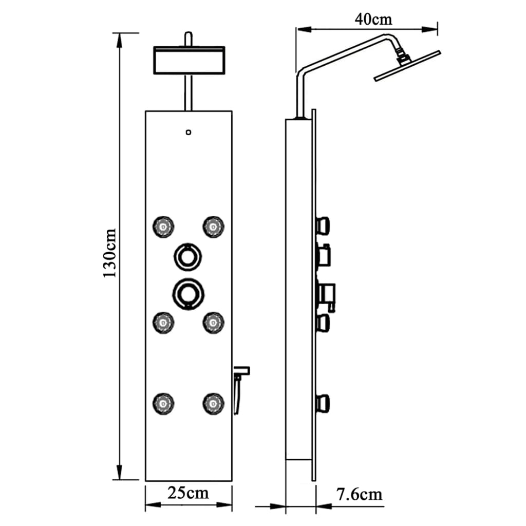 vidaXL Panneau de douche Verre 25x47,5x130 cm Noir