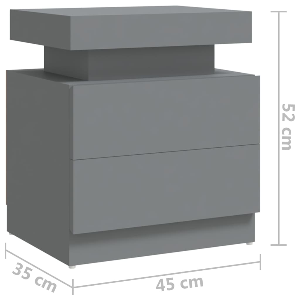 vidaXL Table de chevet Gris 45x35x52 cm Bois d'ingénierie