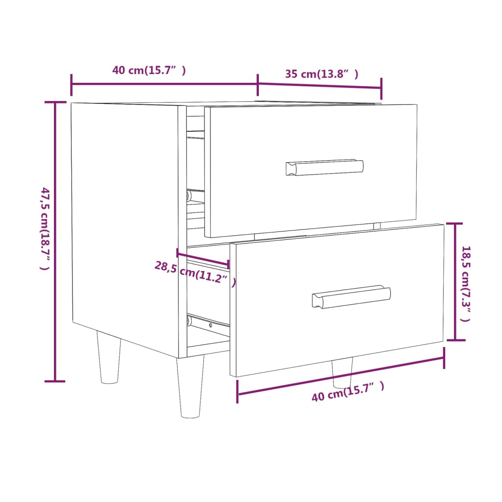 vidaXL Table de chevet Gris béton 40x35x47,5 cm