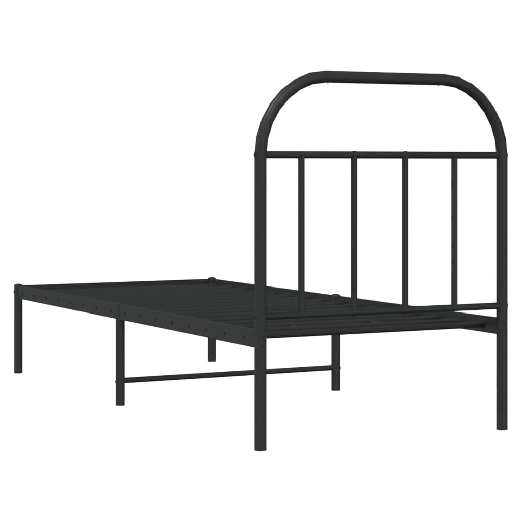 vidaXL Cadre de lit métal sans matelas avec tête de lit noir 75x190 cm