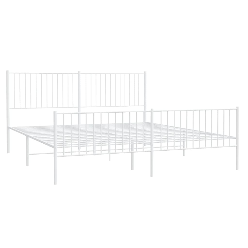 vidaXL Cadre de lit métal sans matelas et pied de lit blanc 193x203 cm