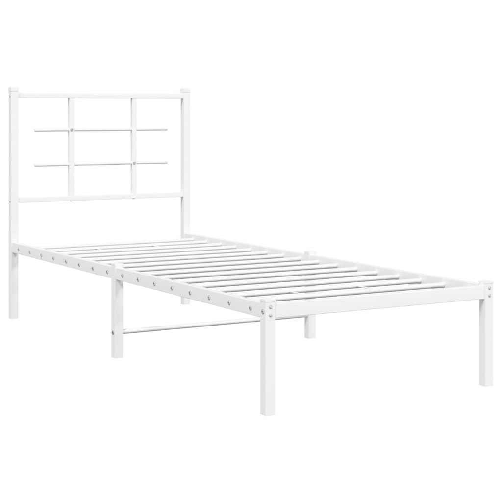 vidaXL Cadre de lit métal sans matelas avec tête de lit blanc 75x190cm