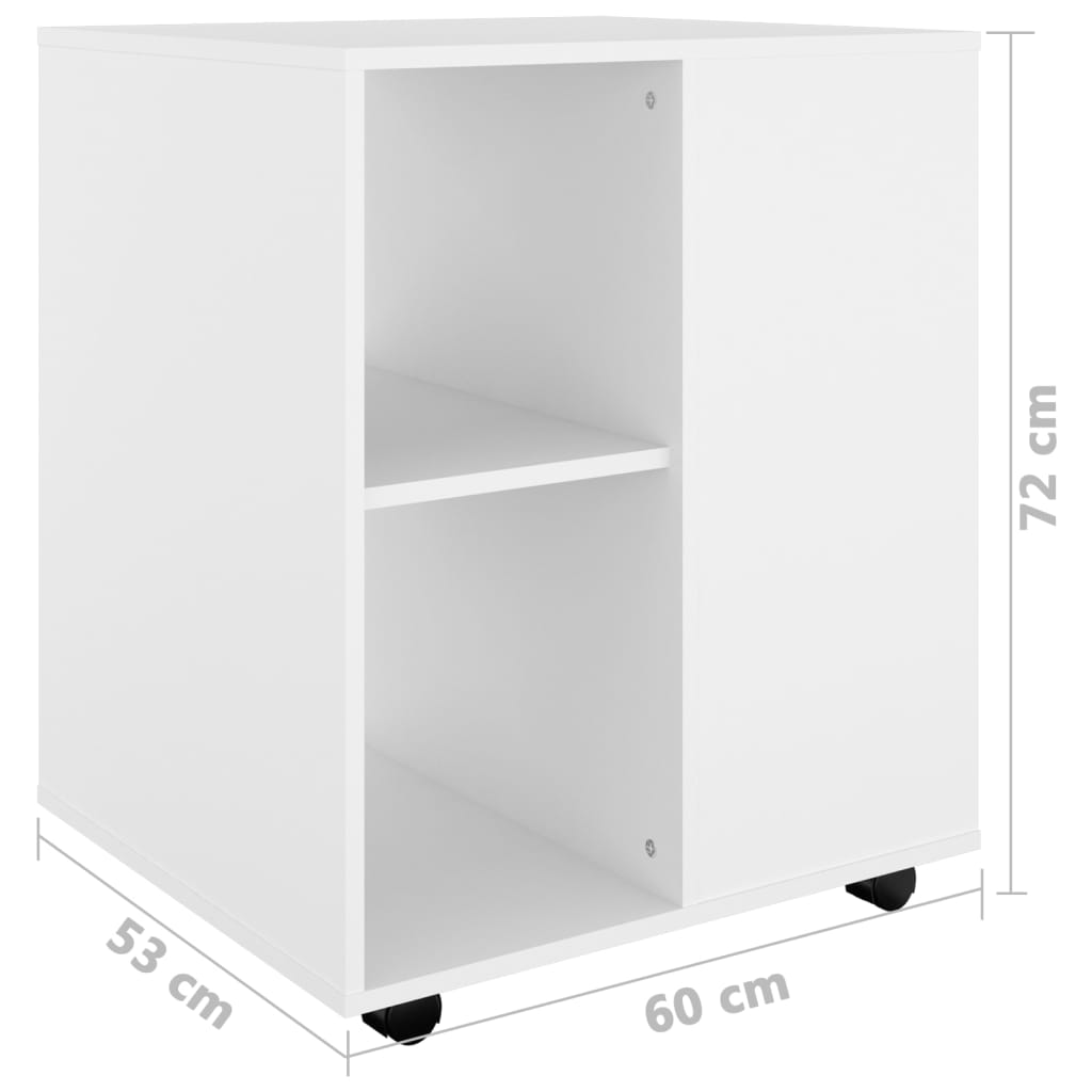 vidaXL Armoire à roulettes Blanc 60x53x72 cm Bois d’ingénierie