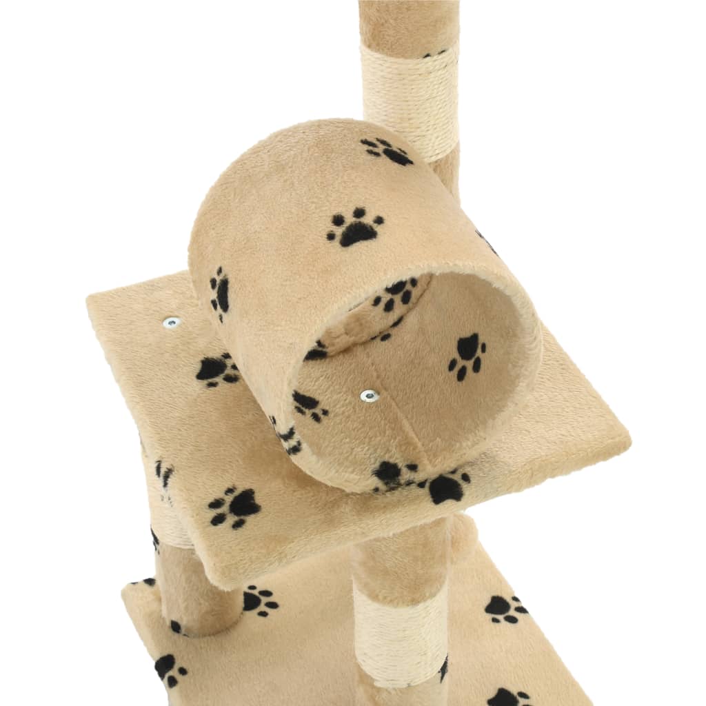 vidaXL Arbre à chat avec griffoir en sisal 65 cm Beige Motif de pattes
