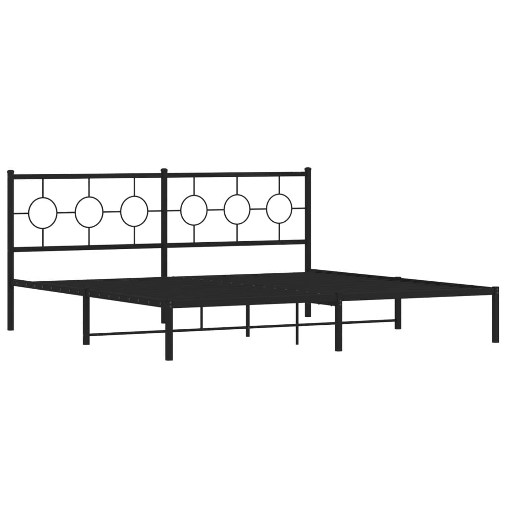 vidaXL Cadre de lit métal sans matelas avec tête de lit noir 193x203cm