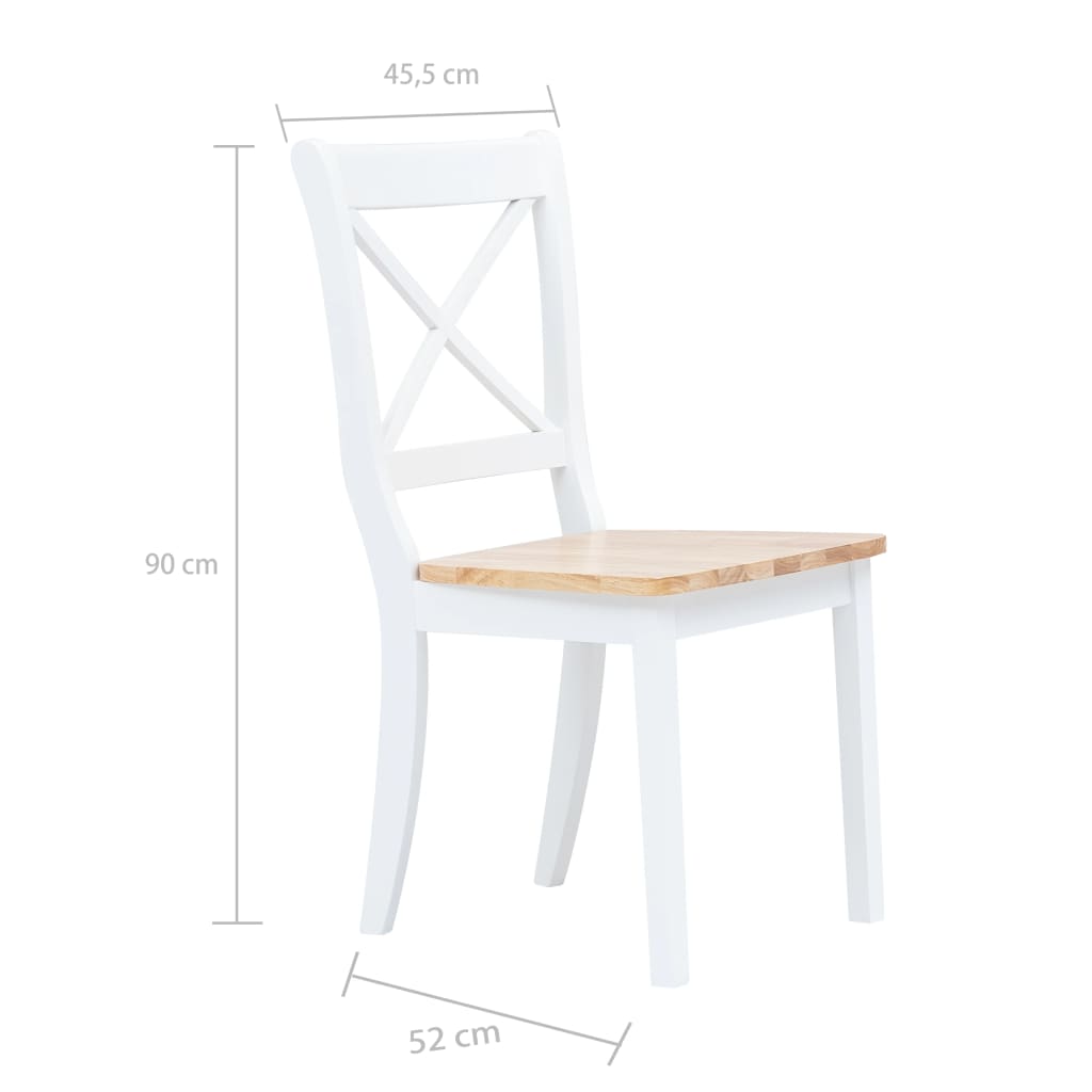 vidaXL Chaises à manger lot de 6 blanc et bois clair bois hévéa massif