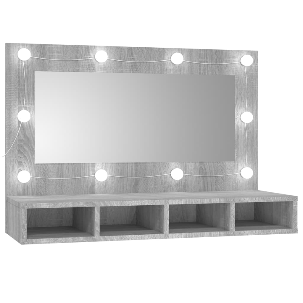 vidaXL Armoire à miroir avec LED Sonoma gris 90x31,5x62 cm