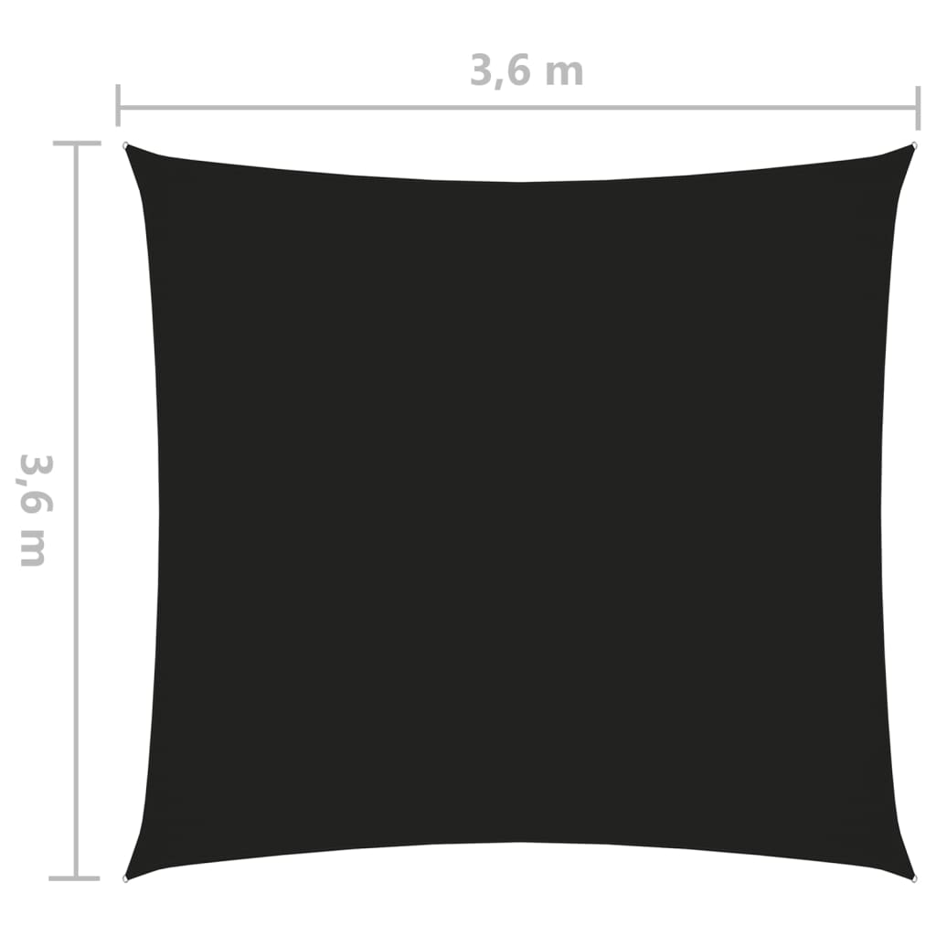 vidaXL Voile de parasol Tissu Oxford carré 3,6x3,6 m Noir